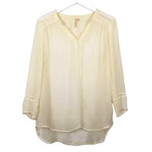 Grand & Greene Anthropologie Sheer Boho Lace Ivory Tunic - Size S